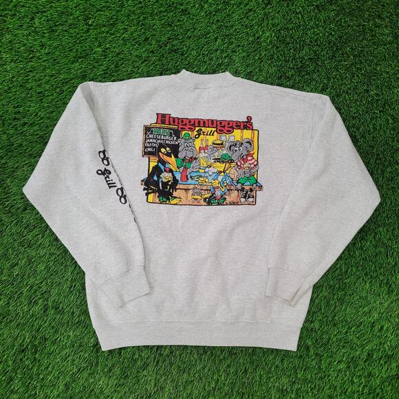 Vintage 90s Funny Animal Humor Sweatshirt L/XL 23x25 Huggmuggers Grill - Picture 1 of 16